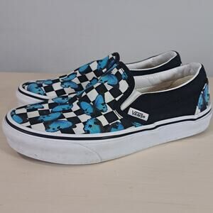 Vans Classic Slip On Butterfly Checkerboard Shoes Canvas Women's 6
